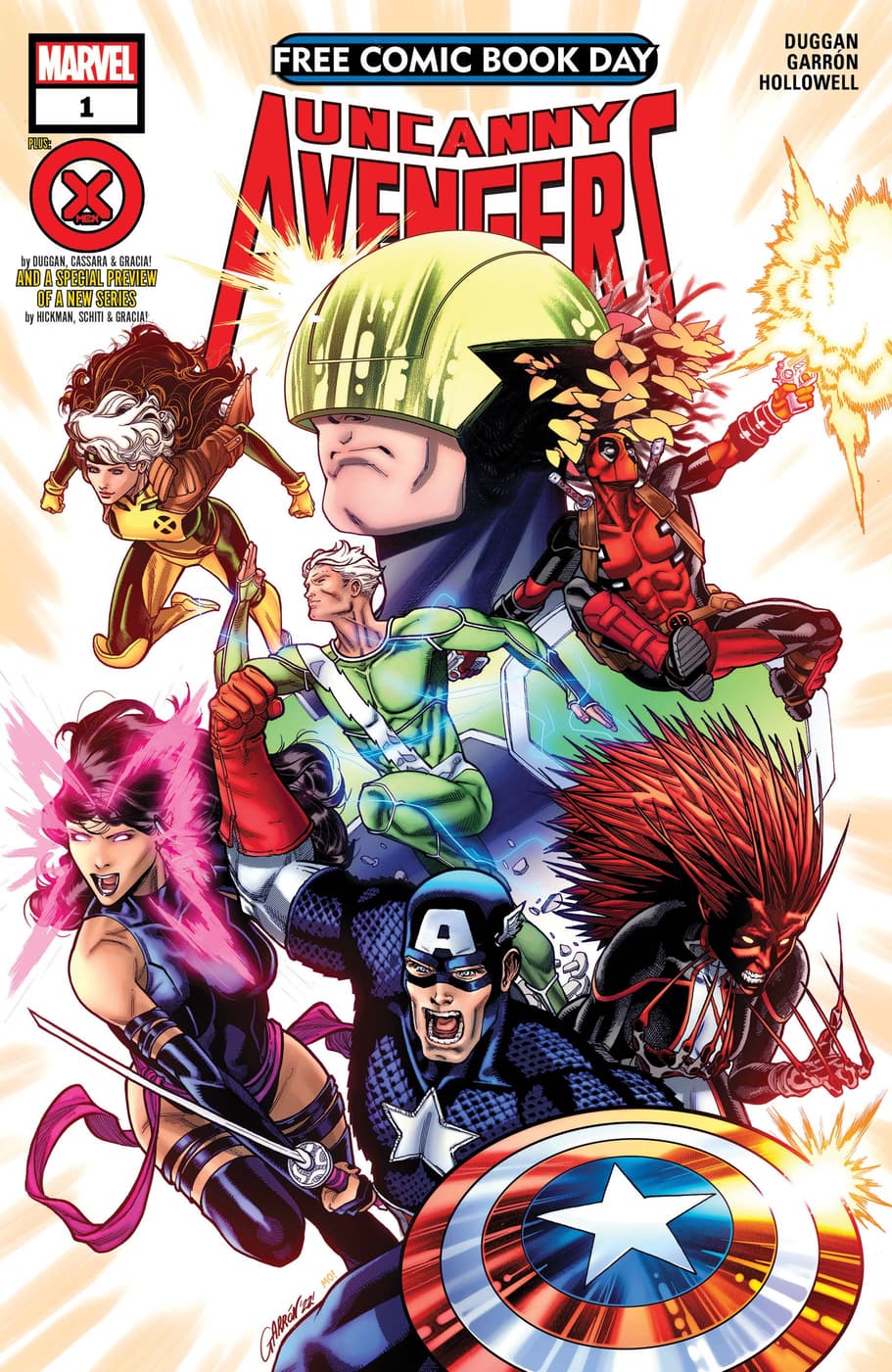 FREE COMIC BOOK DAY 2023: AVENGERS/X-MEN #1 cover by Javier Garrón & Morry Hollowell