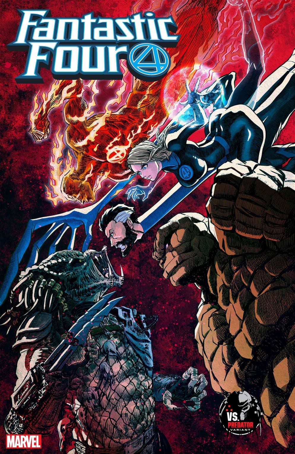 FANTASTIC FOUR #46 PREDATOR VARIANT COVER by SUPERLOG, On Sale in August