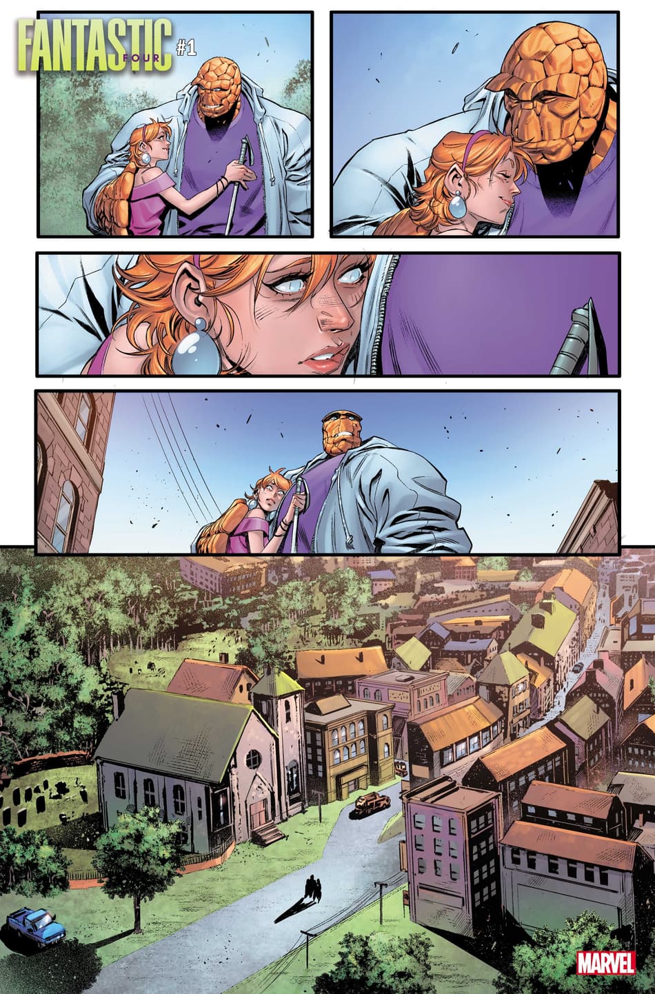 Preview pages from FANTASTIC FOUR (2022) #1. Pencils and inks by Iban Coello, colors by Jesus Aburtov.