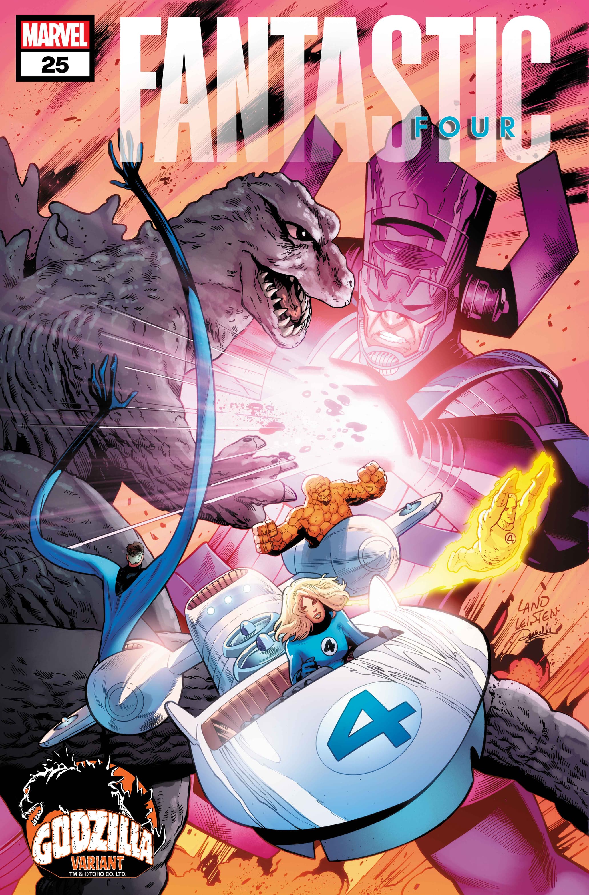 FANTASTIC FOUR #25 Godzilla Variant Cover by Greg Land