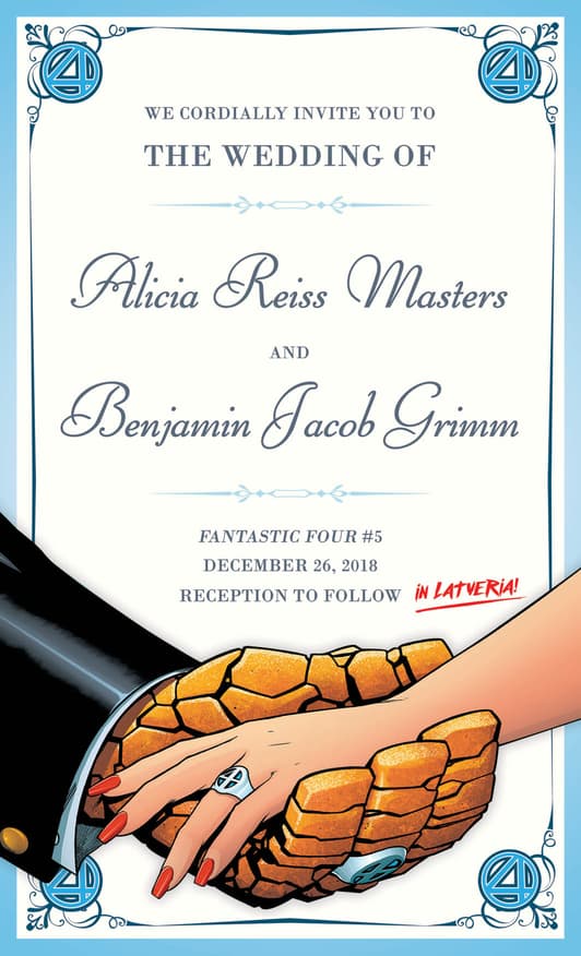 Ben Grimm and Alicia Masters wedding invitation