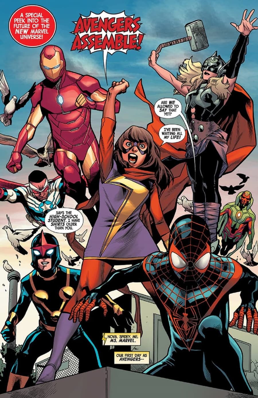FREE COMIC BOOK DAY (ALL-NEW, ALL-DIFFERENT AVENGERS) (2015) #1 page by Mark Waid and Mahmud Asrar