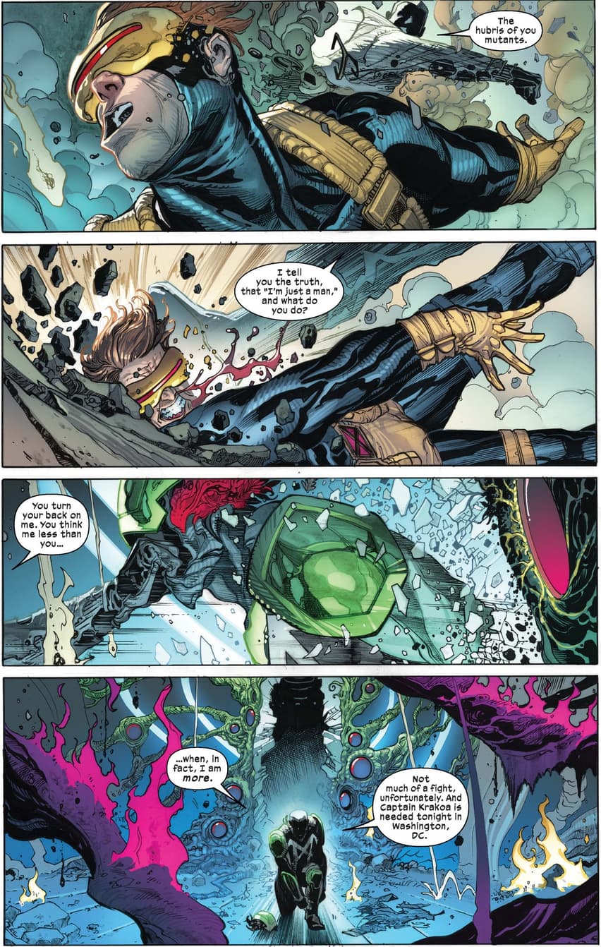 The fall of Captain Krakoa in FREE COMIC BOOK DAY 2023: AVENGERS/X-MEN (2023) #1.