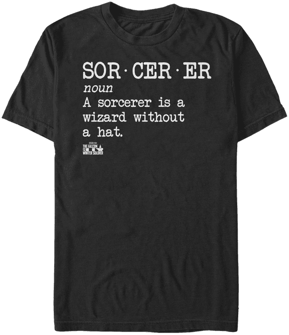 <a href=https://www.hottopic.com/product/marvel-the-falcon-and-the-winter-soldier-sorcerer-definition-t-shirt/15490571.html>Sorcerer Definition T-Shirt</a> / Hot Topic