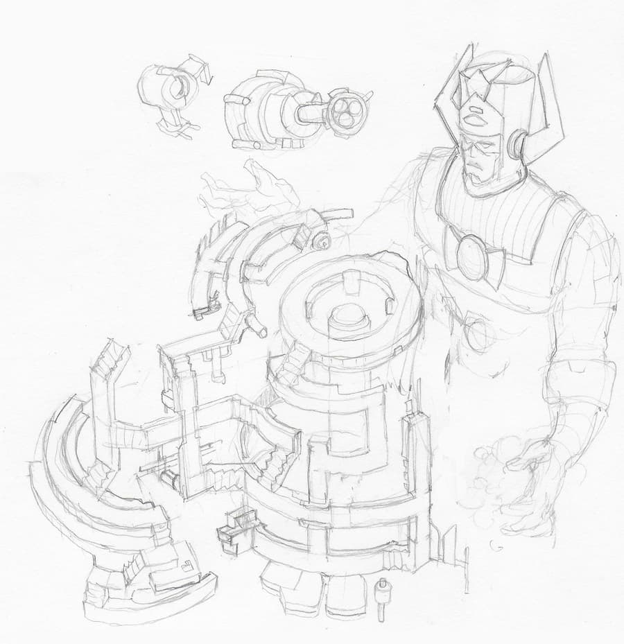 Sean’s early doodle of Galactus