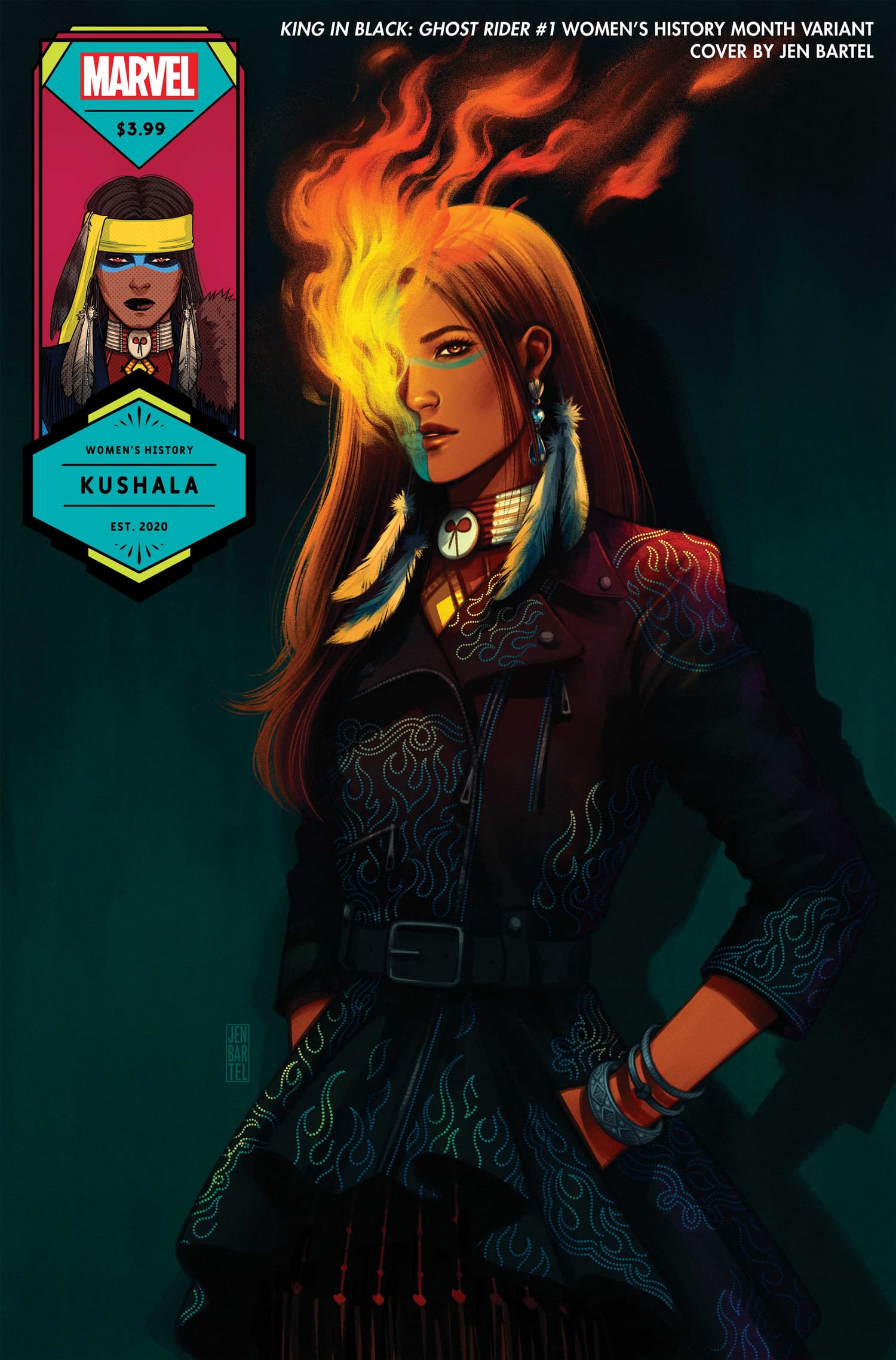 KING IN BLACK: GHOST RIDER #1 WOMEN’S HISTORY MONTH VARIANT COVER by JEN BARTEL