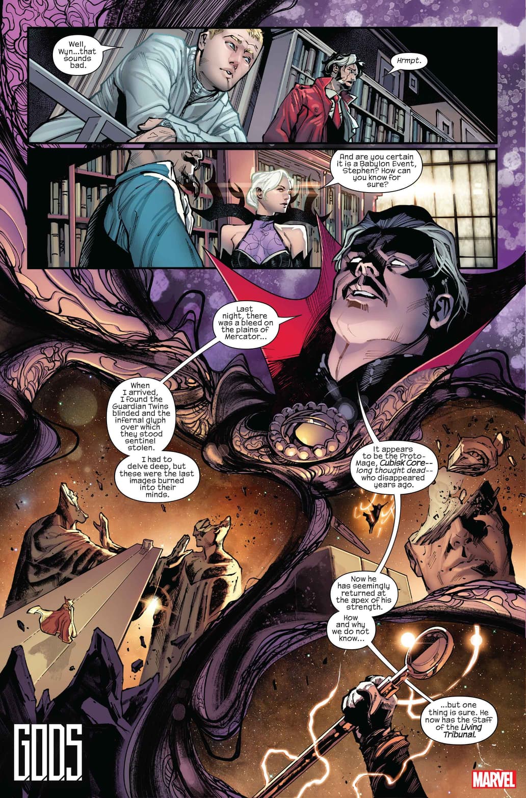G.O.D.S. #1 page by Jonathan Hickman, Valerio Schiti, Marte Gracia, and VC's Travis Lanham