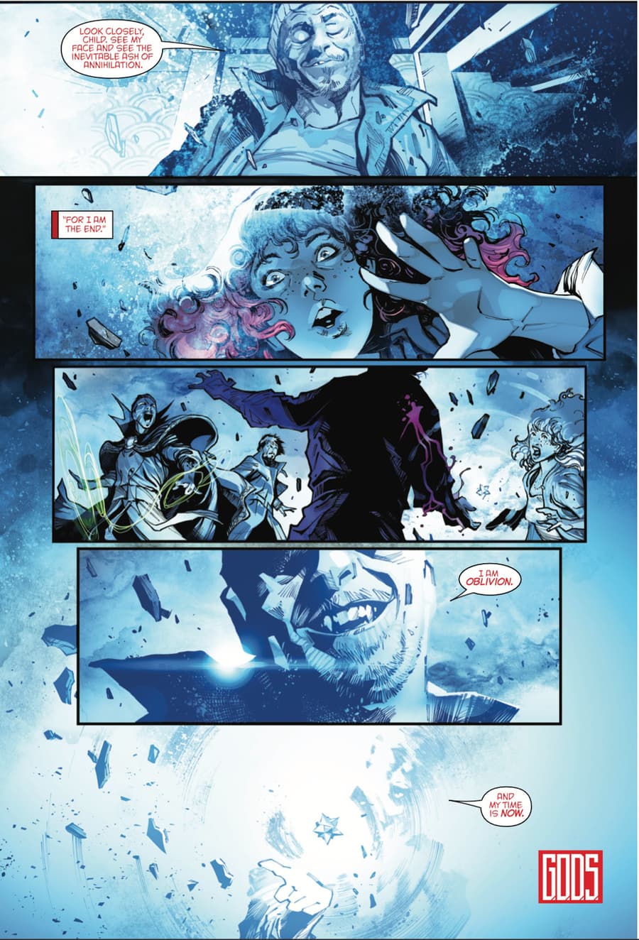 G.O.D.S. (2023) #3 page by Jonathan Hickman and Valerio Schiti