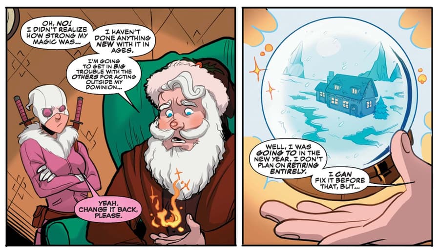 GWENPOOL HOLIDAY SPECIAL MERRY MIX-UP (2016) #1 panels by Nick Kocher and Bruno Oliveira