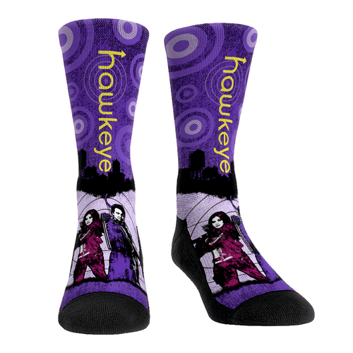 Hawkeye Title Sequence Socks / shop it <a href=https://rockemsocks.com/products/hawkeye-title-sequence>here</a>