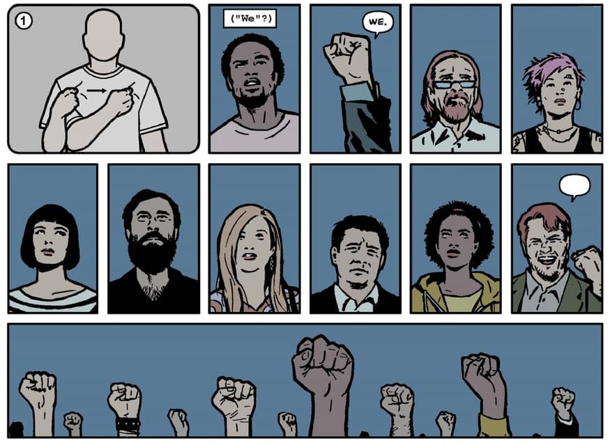 Hawkeye rallies his neighbors in ASL.