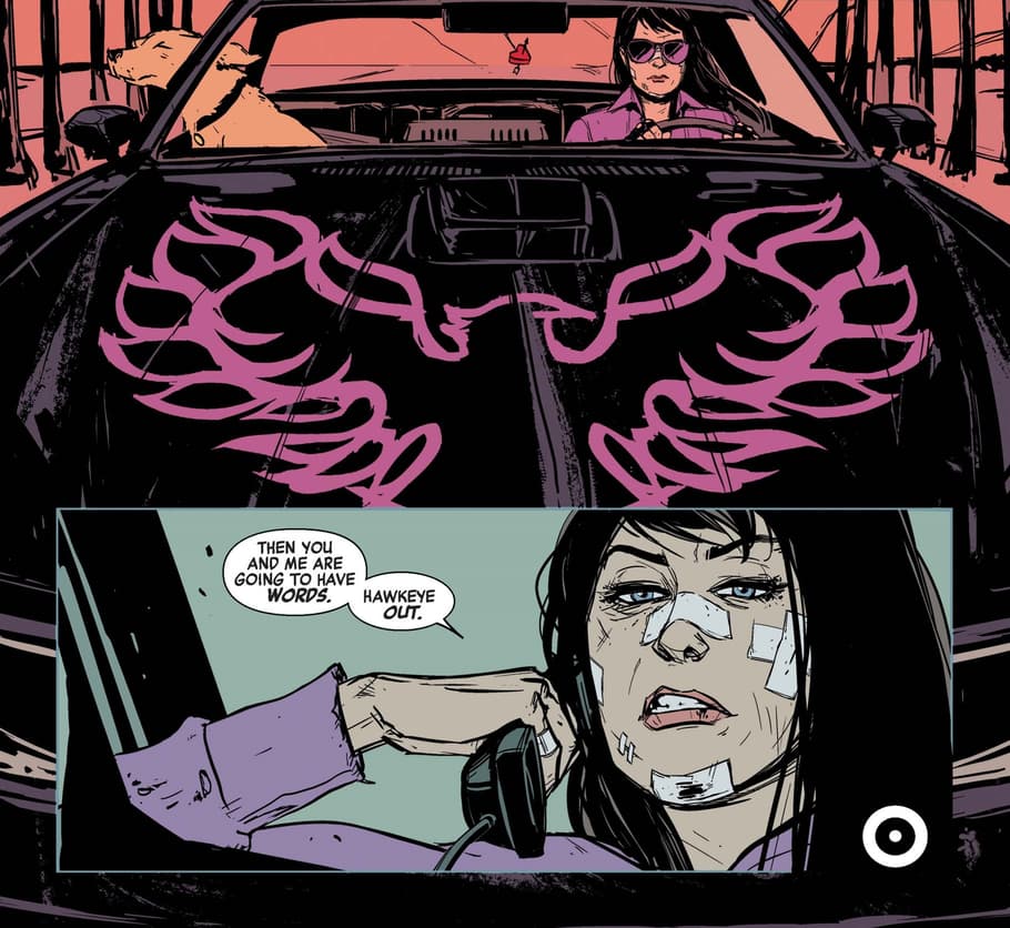 Hawkeye threatens her dad.