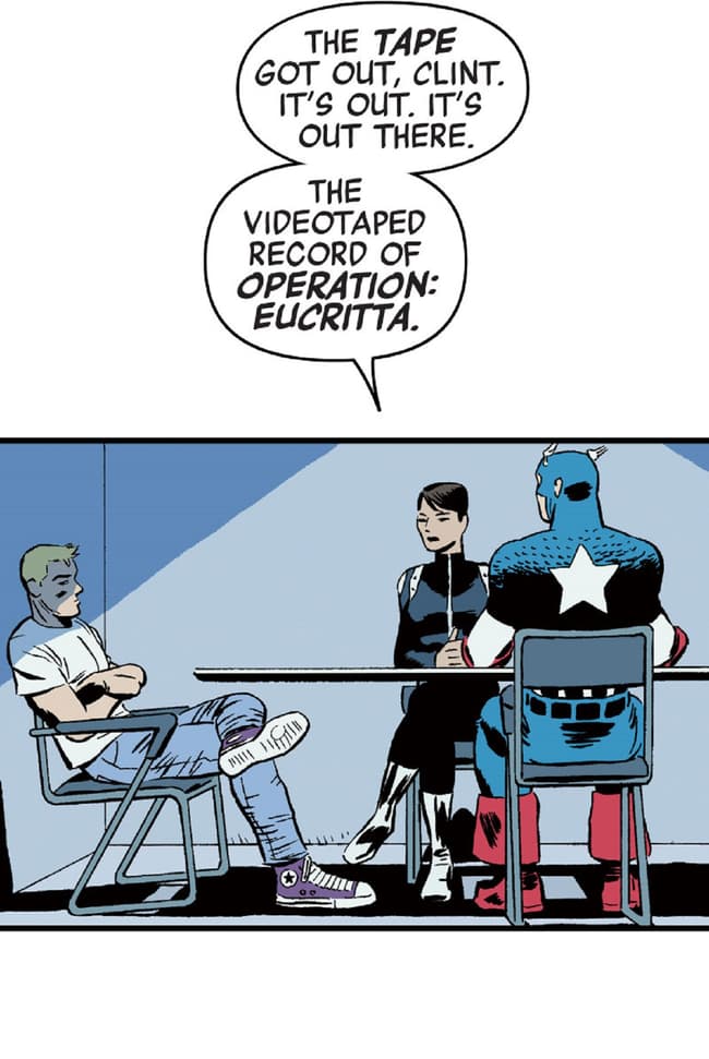 Hawkeye is pulled in by S.H.I.E.L.D. and Captain America.
