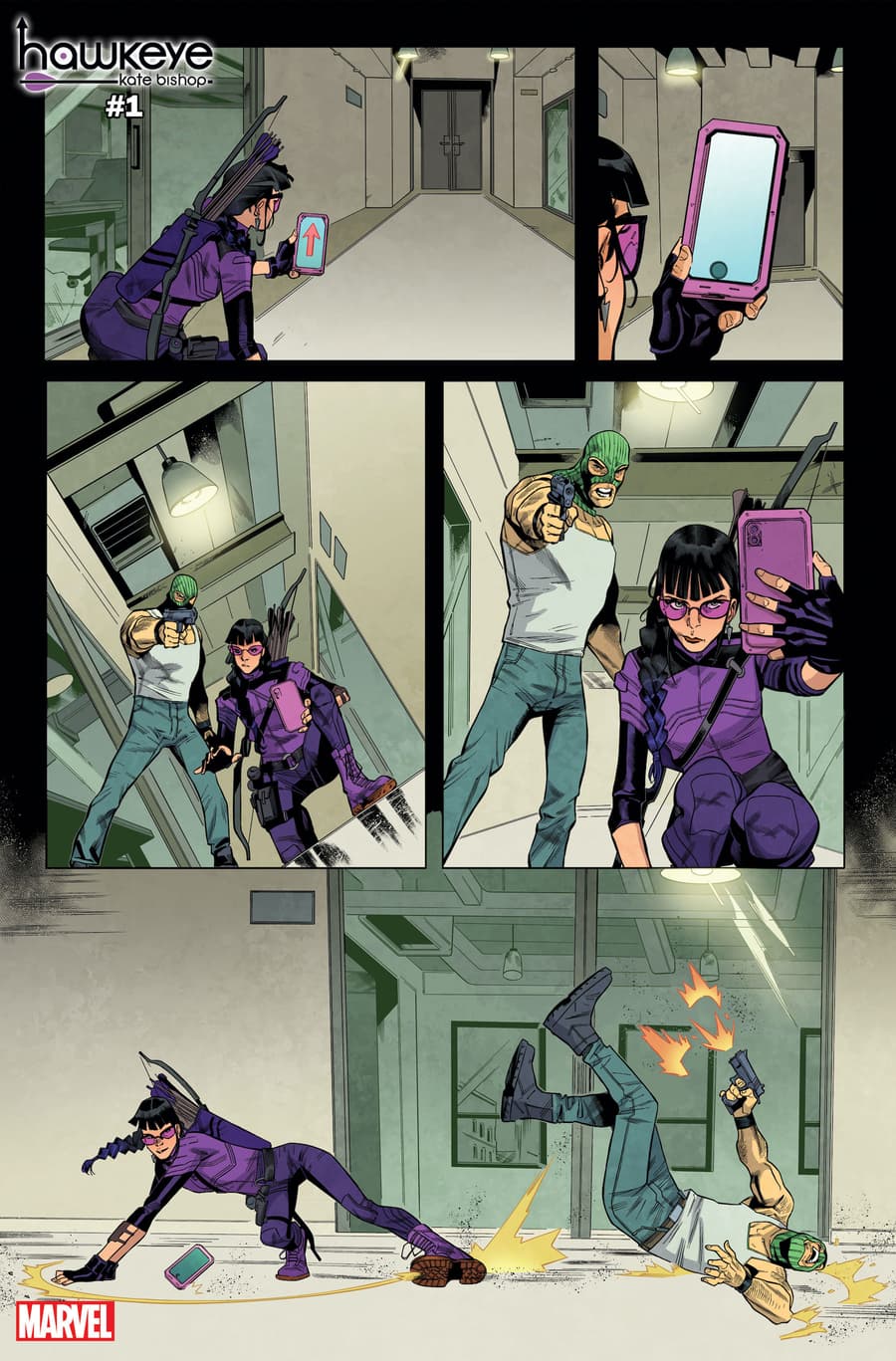 HAWKEYE: KATE BISHOP #1 preview art by Enid Balám with inks by Oren Junior and colors by Brittany Peer