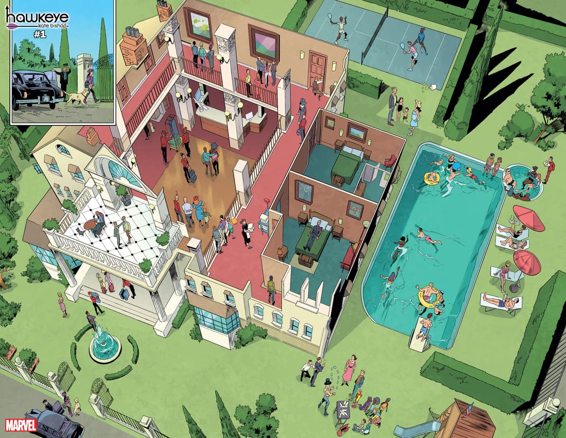 HAWKEYE: KATE BISHOP #1 preview art by Enid Balám with inks by Oren Junior and colors by Brittany Peer