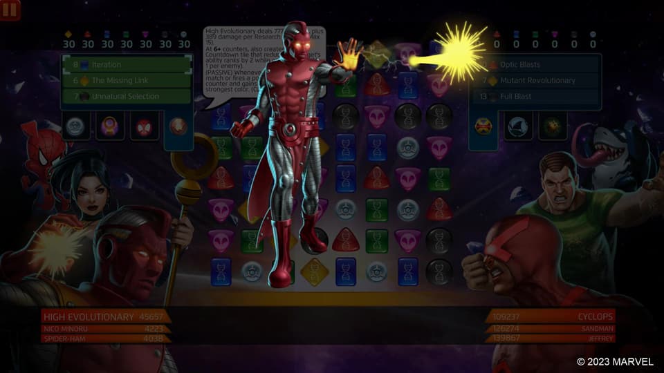 High Evolutionary (Classic) uses Iteration in MARVEL Puzzle Quest