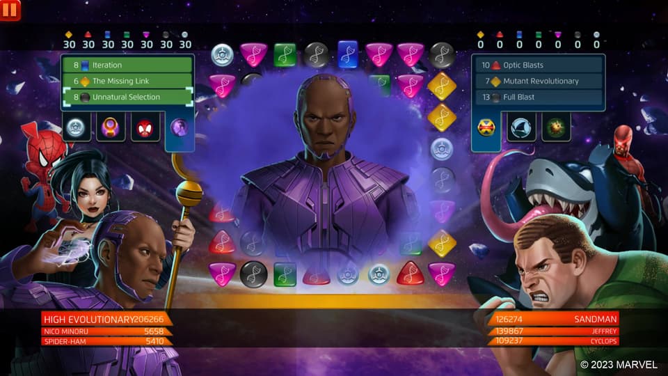 High Evolutionary (Awesome Mix Vol. 3) uses Unnatural Selection in MARVEL Puzzle Quest