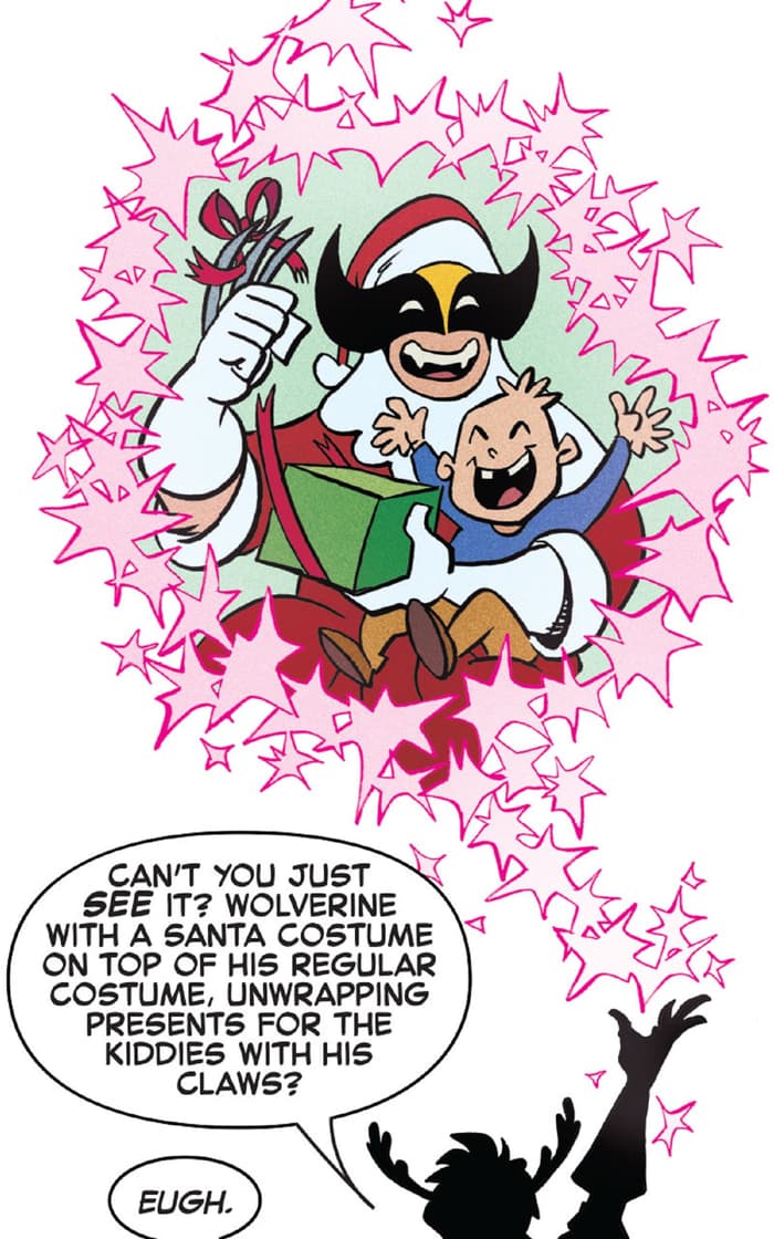 Jubilee imagines Wolverine as Santa.