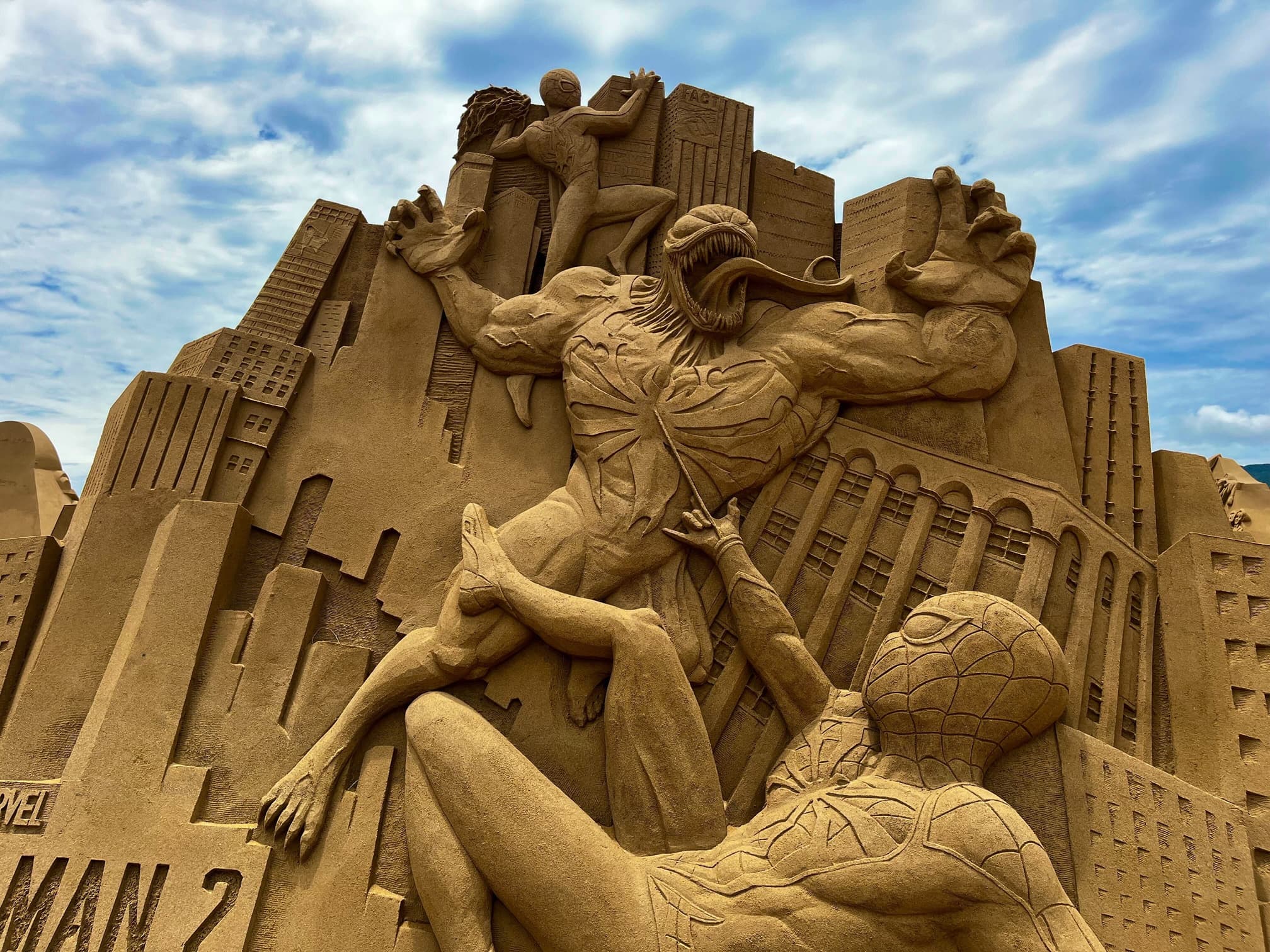 Marvel's Spider-Man 2 Comes to Life in Giant Sand Sculpture in Taiwan