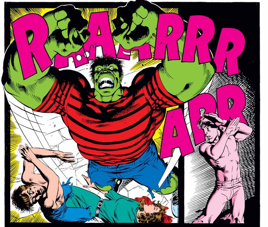 Red shirt with black stripes, jeans, and sneakers - INCREDIBLE HULK (1962) #377