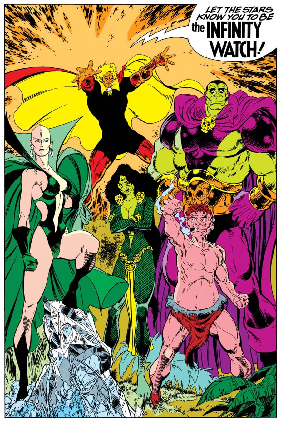 WARLOCK AND INFINITY WATCH (1992) #2 page by Jim Starlin, Angel Medina, and Terry Austin