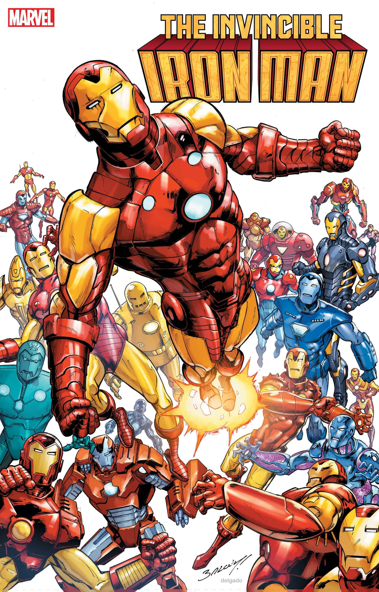 INVINCIBLE IRON MAN #1 Second Printing Variant Cover by Mark Bagley