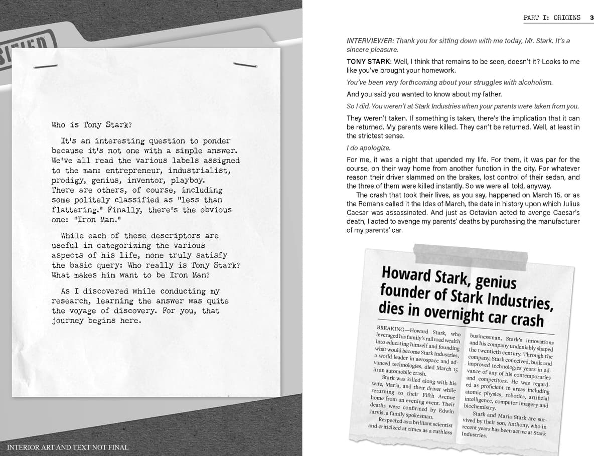Iron Man: Tony Stark Declassified Interior Pages 1