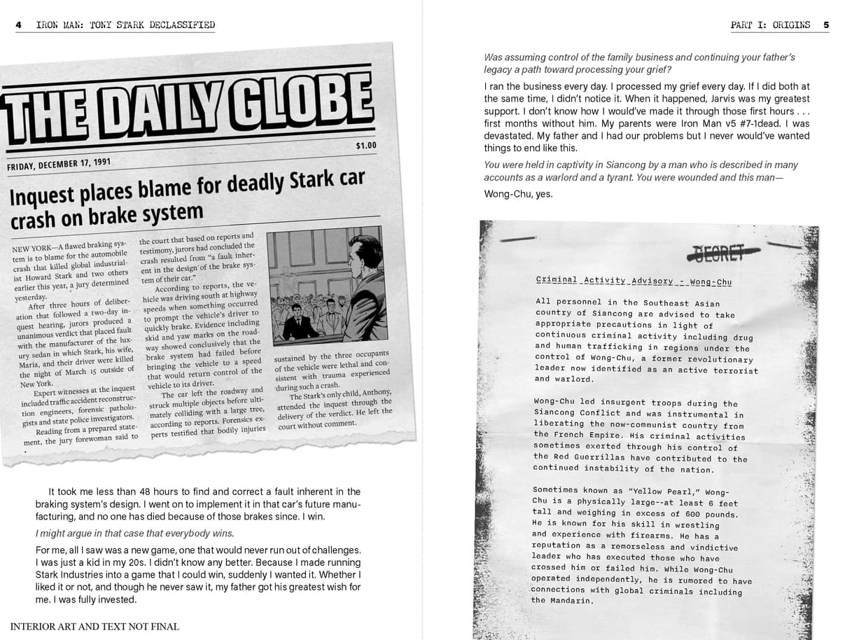 Iron Man: Tony Stark Declassified Interior Pages 2