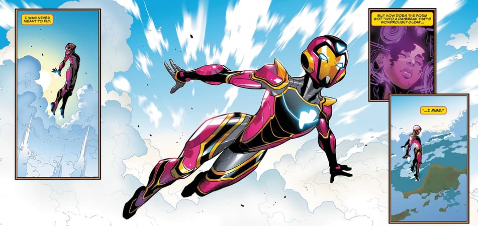 Riri Williams soars in IRONHEART (2018) #1.