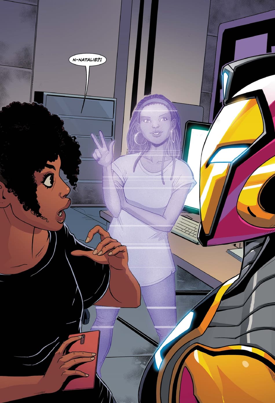 Riri meets N.A.T.A.L.I.E. in IRONHEART (2018) #1.