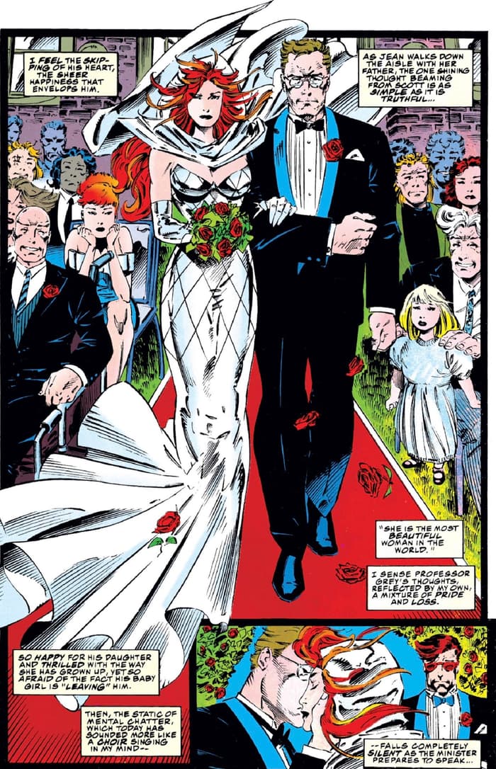 Jean Grey walks down the aisle in X-MEN (1991) #30.