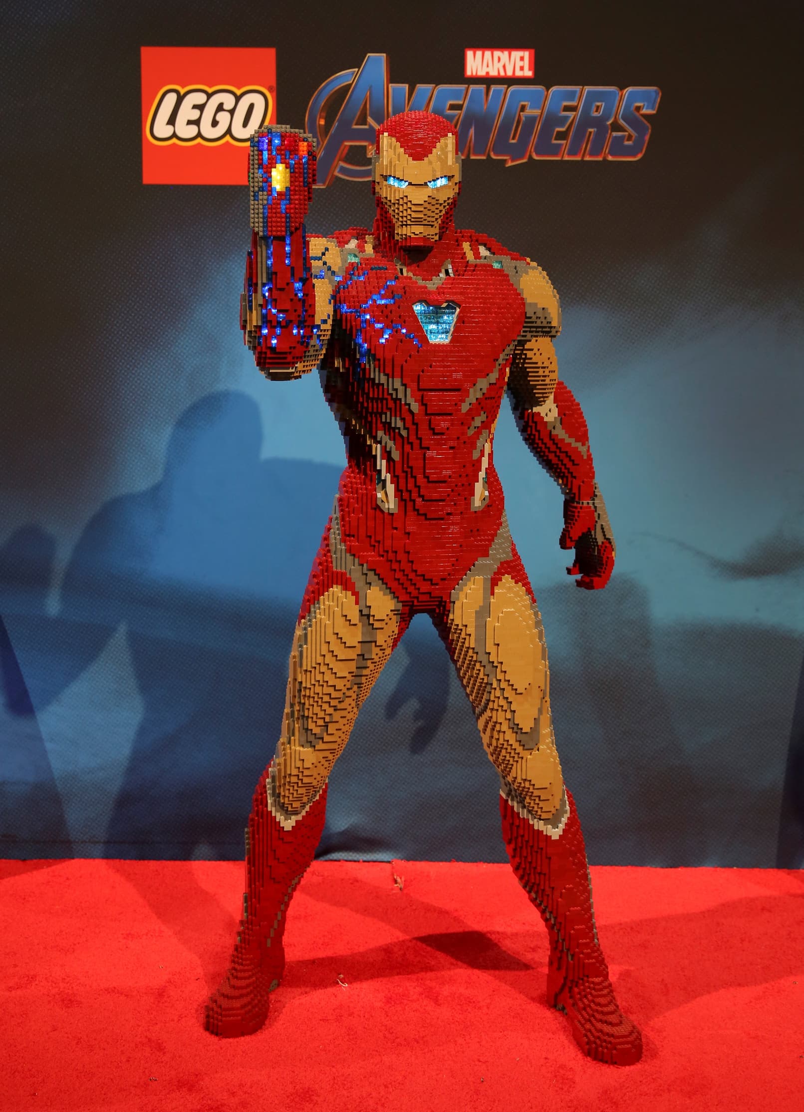 An Iron Man constructed entirely out of LEGO at SDCC 2019