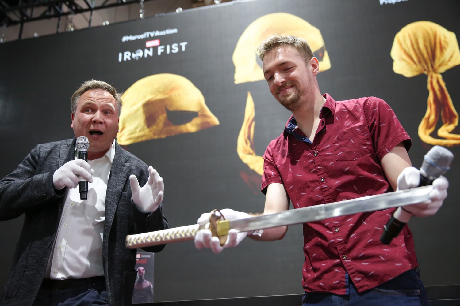 Colleen Wing's katana from Marvel's Iron Fist on display on the Marvel Stage 