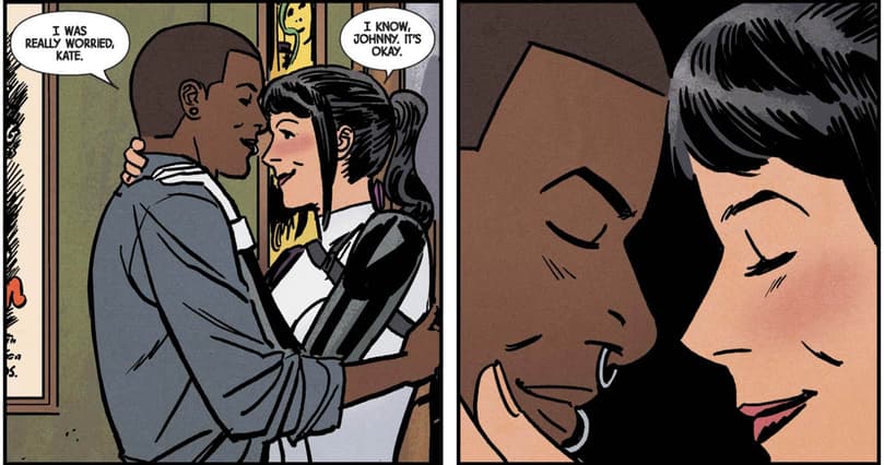 miles morales and kate bishop kiss