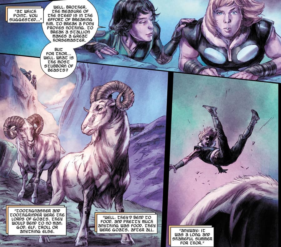 Thor first encounters the GOATs in JOURNEY INTO MYSTERY (2011) #623.