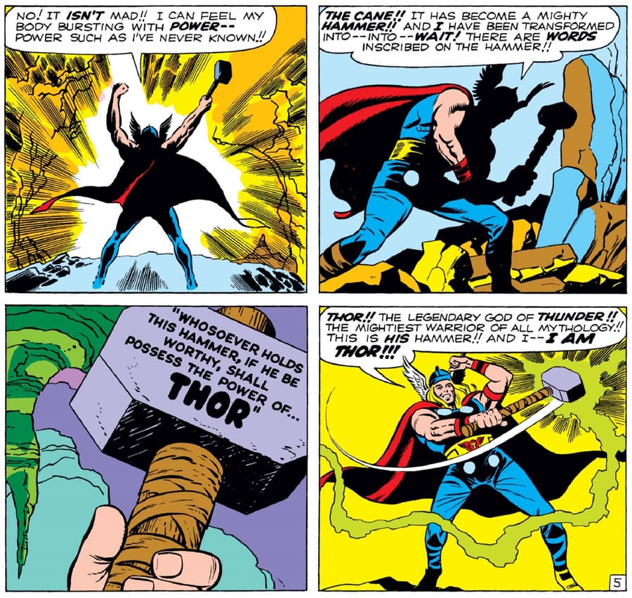 Thor the God of Thunder wielding the mighty hammer Mjollnir or