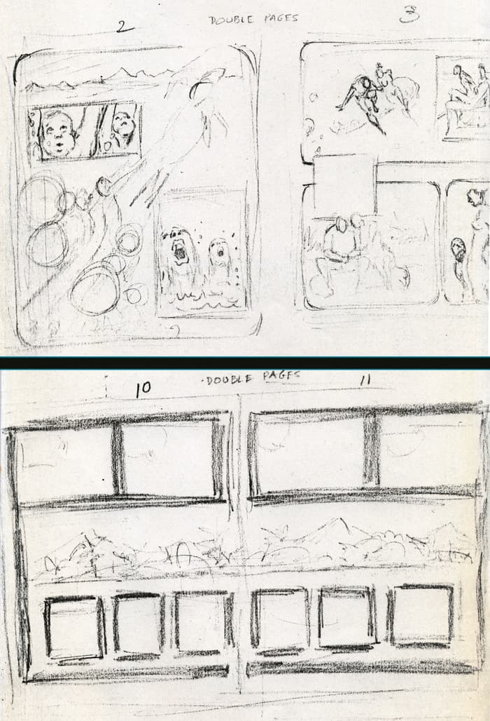 Layouts from JUNGLE ACTION #16 and #17 by Billy Graham. Courtesy of Don McGregor