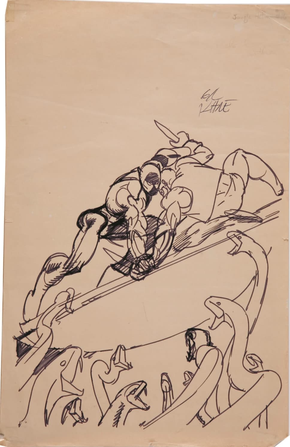 JUNGLE ACTION #16 cover sketch by Gil Kane; courtesy of Heritage Auctions