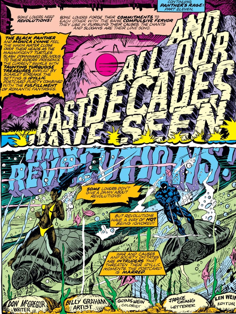 Interior from JUNGLE ACTION (1972) #16. Script by Don McGregor with pencils by Billy Graham.