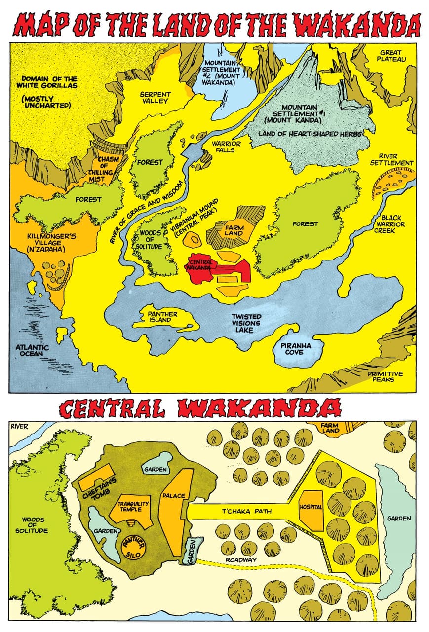 Maps of Wakanda from JUNGLE ACTION (1972) #6.