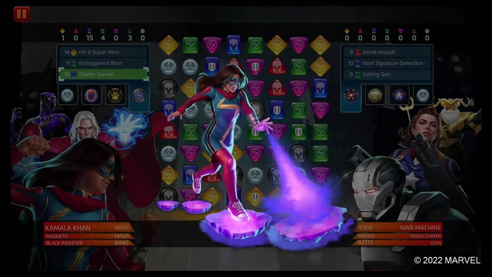 Kamala Khan uses Cosmic Course in MARVEL Puzzle Quest