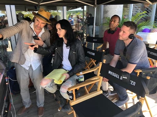 Krysten Ritter on the set of Jessica Jones