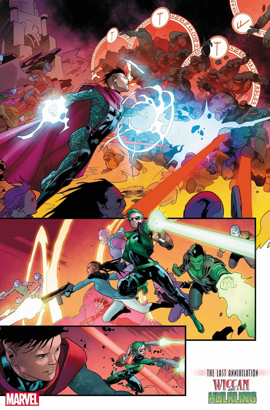 THE LAST ANNIHILATION: WICCAN & HULKLING preview art by Jan Bazaldua with colors by Rachelle Rosenberg