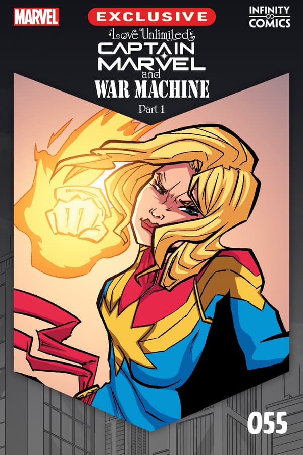 CCover to LOVE UNLIMITED: CAPTAIN MARVEL AND WAR MACHINE INFINITY COMIC #55.