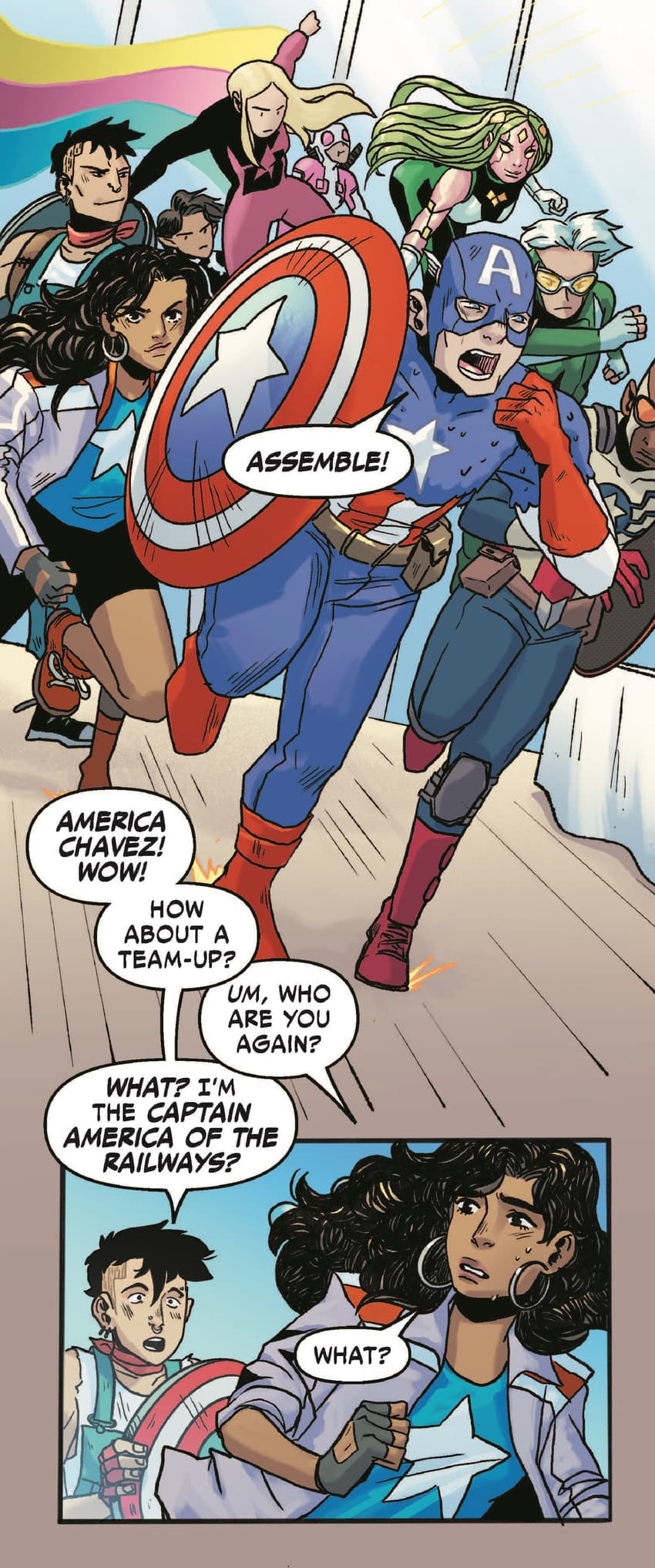 Preview panels from LOVE UNLIMITED: AARON FISCHER CAPTAIN AMERICA (2023) #49.