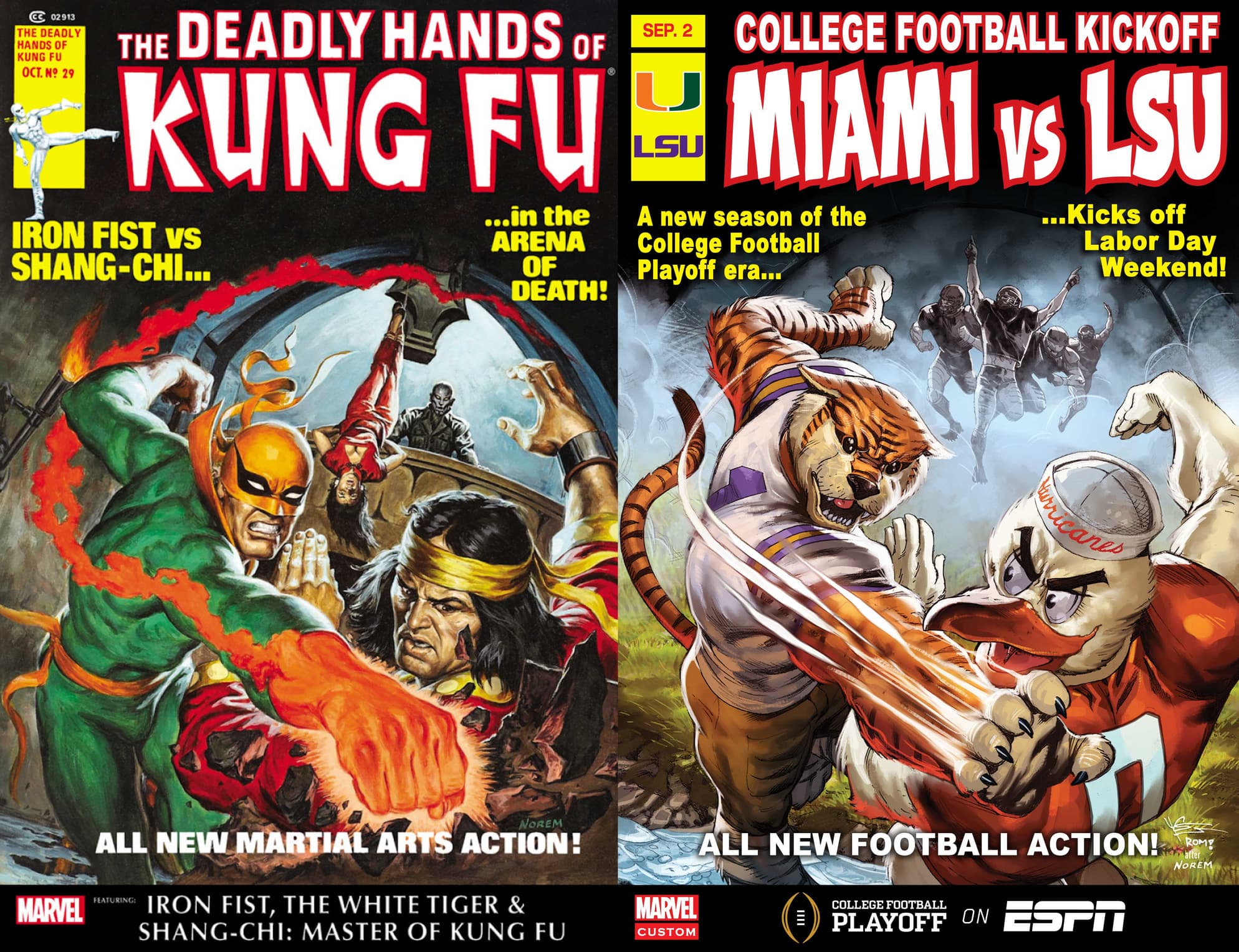 LSU vs Miami mascot cover