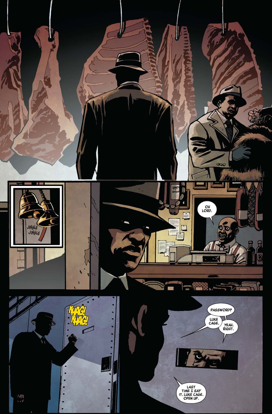 Luke Cage at a speakeasy in LUKE CAGE NOIR (2009) #1.