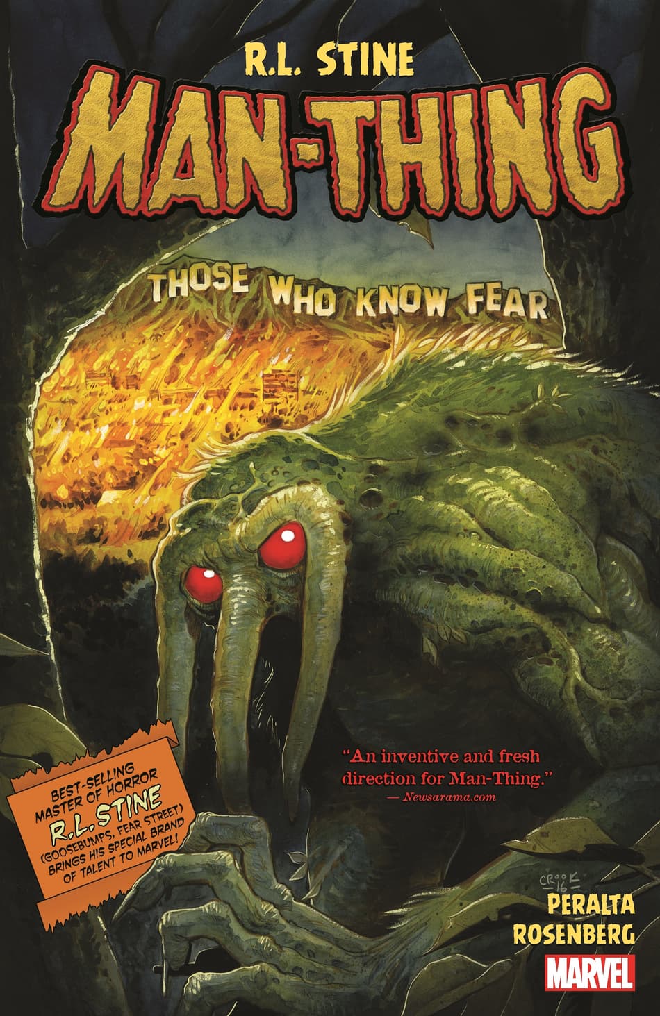 Cover to MAN-THING BY R.L. STINE.