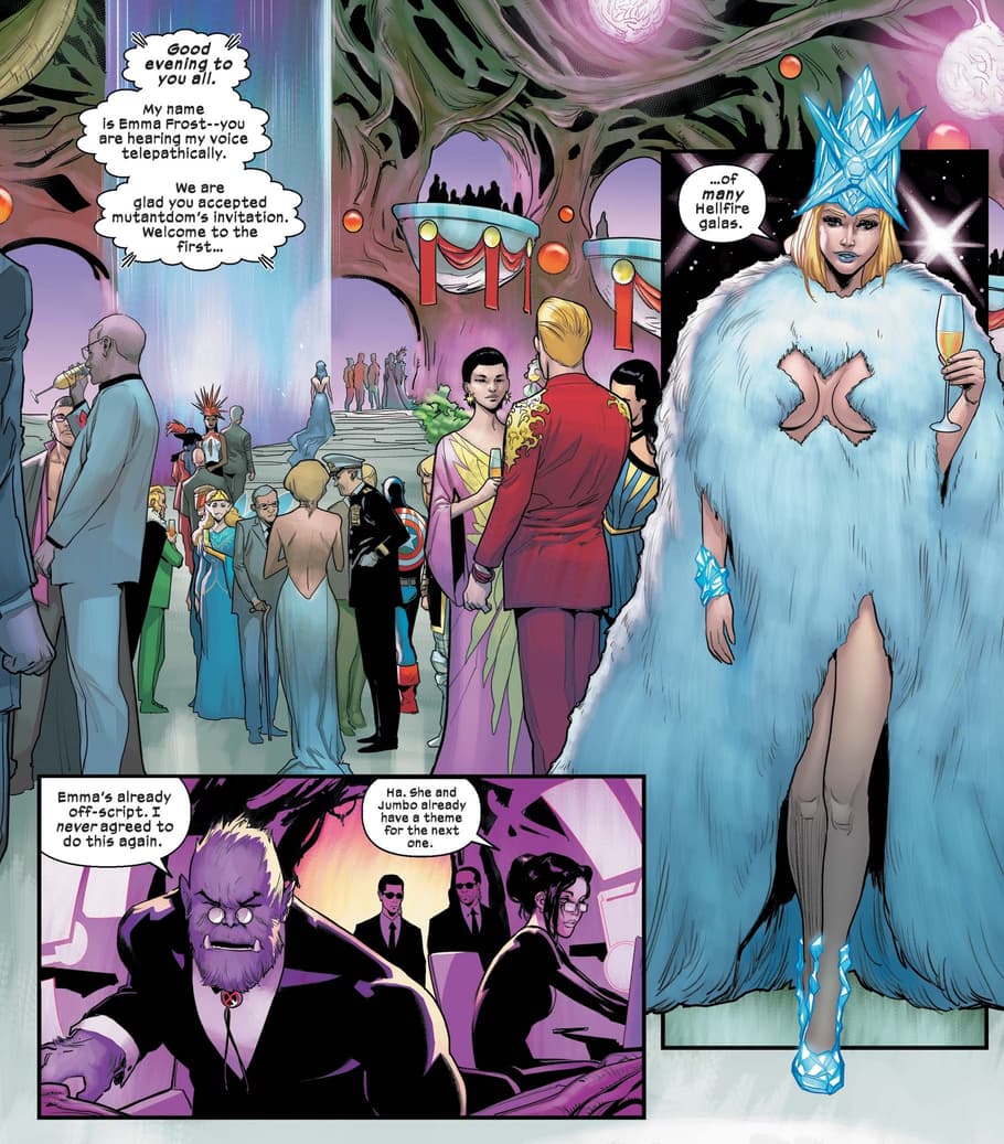 Emma Frost opens the Hellfire Gala.