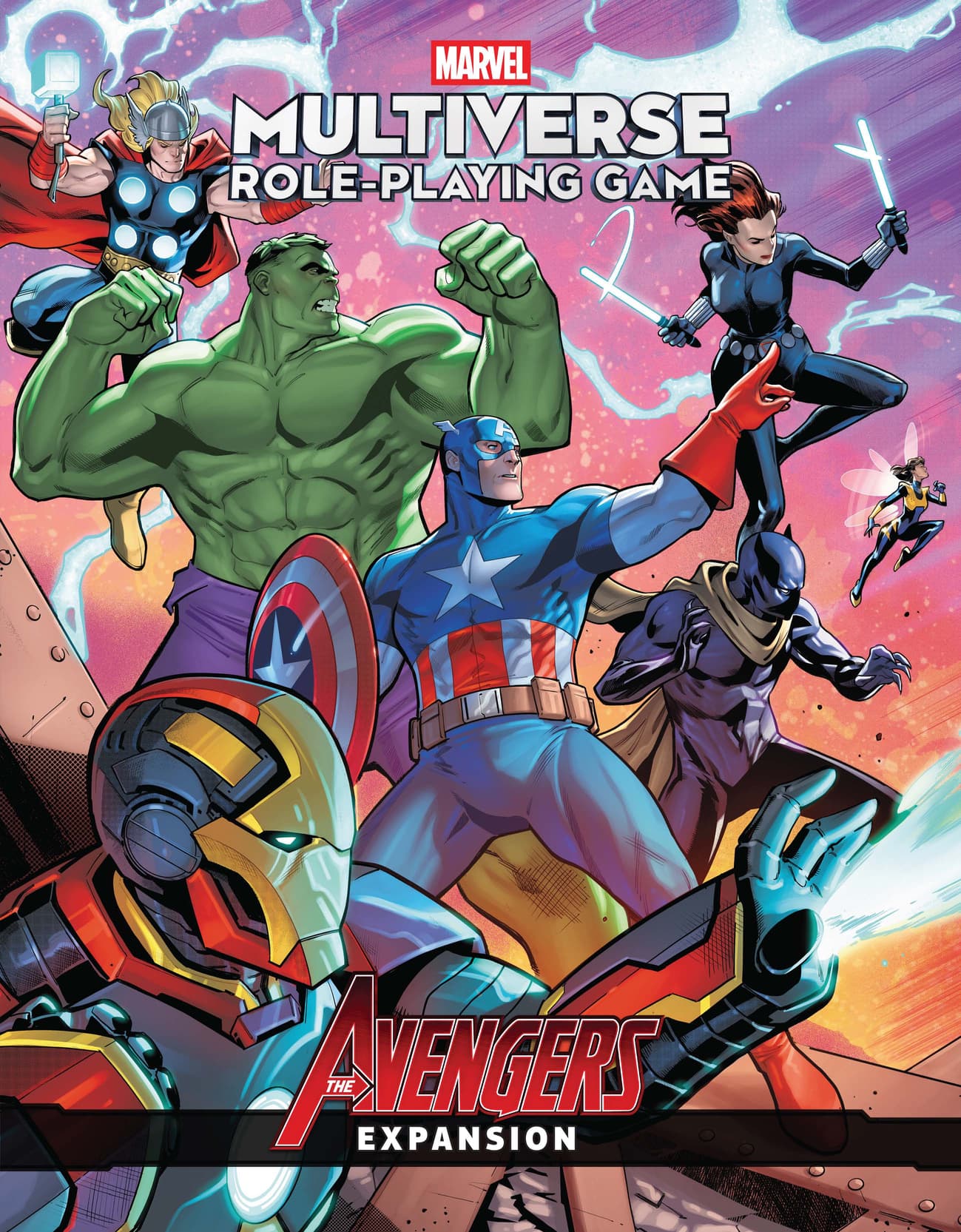 MARVEL MULTIVERSE ROLE-PLAYING GAME: EXPANSÃO DOS VINGADORES Arte da capa por PACO MEDINA & JESUS ​​ABURTOV